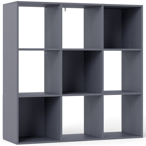 Royore Wooden Grey 9 Cube Storage Bookcase