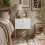 Lelu Rata White and Gold Elegant 2 Drawer Ribbed Bedside Table 1