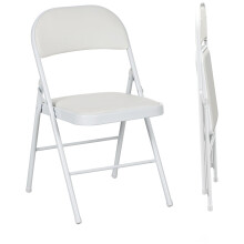 Lofano Metal And Fabric White Cushioned Folding Chairs Set Of 2