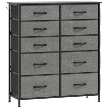 Babara Fabric And Metal Charcoal Grey 10 Drawer Storage Chest