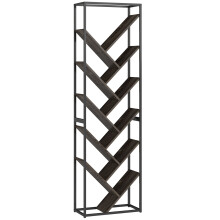 Coco Rine Metal And Wood Black And Grey 10 Tier Industrial Style Bookcase