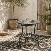 Sesori Ceramic Grey And Black Round Mosaic Garden Table
