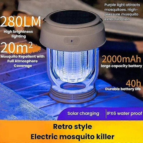 (Grey) Outdoor Waterproof Lighting Portable Mosquito Killer Lamp 2