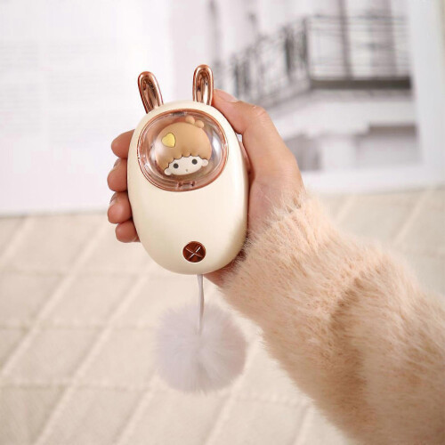 (Pink) Rabbit Hand Warmer Rechargeable Pocket Quick Heating Winter Morandi Green 2