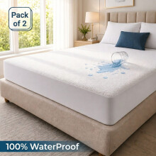 (3FT Single, Pack of 2) Cotton Terry Towel Mattress Protector 30cm | 100% WaterProof Breathable & Washable Fitted Cover
