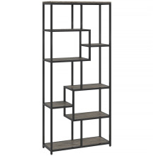Sudina Metal And Wood Grey And Black 7 Tier Geometric Display Bookcase