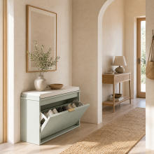 Nohalu Baro Mint Green Wooden 8 Pair Shoe Bench With Cushioned Top