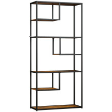 Tadoro Metal And Wood Rustic Brown 6 Tier Industrial Shelving Bookcase