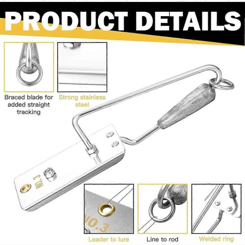 (Silver) 2Pcs acier inoxydable Trolling lourd Planer Boards pour la pêche en eau douce Downrigger 1