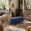 Sudina Linen Look Rectangle Dark Blue Storage Ottoman 1