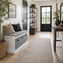 Elfila Wooden White 3 Drawer Shoe Storage Bench With Grey Padded Seat