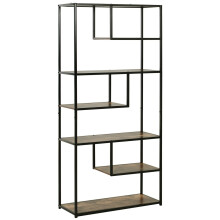 Elra Metal And Wood Rustic Brown And Black 6 Tier Industrial Tall Bookcase
