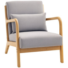 Eleganter Lounge-Sessel mit Holzrahmen und Samtoptik, Wohnzimmer, Grau