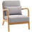 Eleganter Lounge-Sessel mit Holzrahmen und Samtoptik, Wohnzimmer, Grau 1