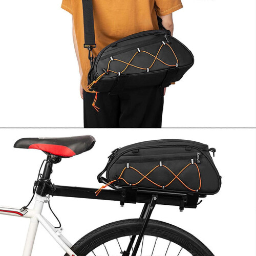 (Red) Hard Shell Bike Seat Bag Waterproof Rear Rack Saddle Pouch Reflective Strips Black 1