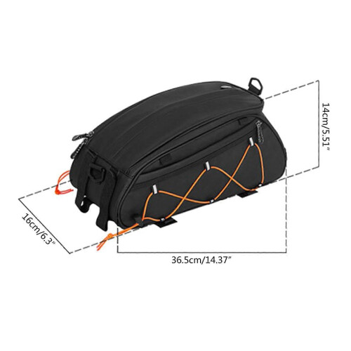 (Red) Hard Shell Bike Seat Bag Waterproof Rear Rack Saddle Pouch Reflective Strips Black 2