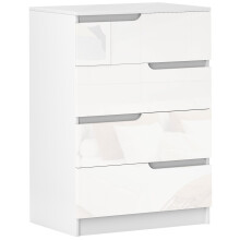 Valudi High Gloss White 4 Drawer Chest With Gloss Front Panels
