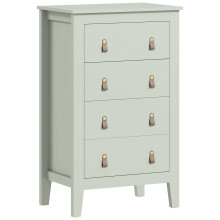 Viri Metal And Wood Green 4 Drawer Modern Storage Chest With Faux Leather Handles 60 x 40 x 98 cm