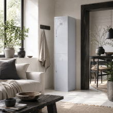 Marino 180cm Light Grey Metal Tall Locker Storage Cabinet With Internal Shelves