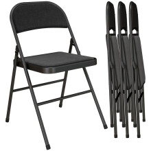 4er-Set Klappstühle, tragbare Bürostühle, Metallbeine, schwarz