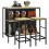 Bar Table and 2 Stools Set Steel Frame Black Oak 1