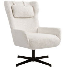 Akzentstuhl, gepolsterter Sessel, Fleecebezug, Drehgestell, Creme