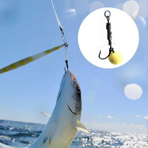 (8#) Carp Rig Hook Bent Shank Inverted Bottom Fishing Hook mit Float und Perlen Bait 2