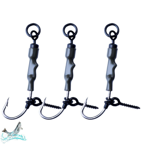 (6#) Carp Rig Hook Bent Shank Inverted Bottom Fishing Hook mit Float und Perlen Bait 1