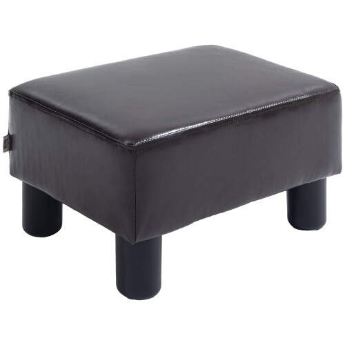 Fatopa Brown Faux Leather Cube Footstool With 4 Plastic Feet 1