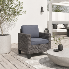 Maba Rattan Grey Single Outdoor Garden Armchair With Cushions