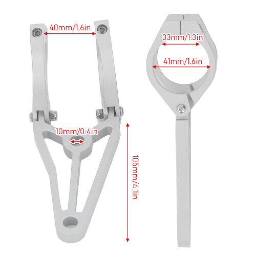 2 Stück Motorrad Lampen Halter 33-41mm Silber