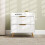 Yoha White and Gold Ribbed 2 Drawer Bedside Table 8
