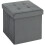 Nasedo Square Velvet Grey Foldable Storage Ottoman with Removable Lid 2