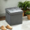 Nasedo Square Velvet Grey Foldable Storage Ottoman with Removable Lid 8
