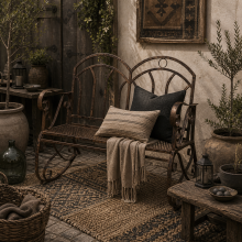 Lesu Metal Bronze Iron Garden Outdoor Rocking Chair