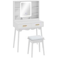 Dididi White Elegant Dressing Table With LED Mirror