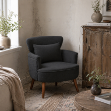 Mielyo Black Corduroy Retro Accent Armchair