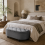 Rafili Velvet Grey Semi Circle Storage Bench With Tufted Seat 1