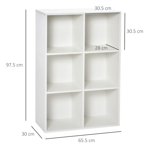 Veniha Nozi Wood White 6 Cube Storage Bookcase 2