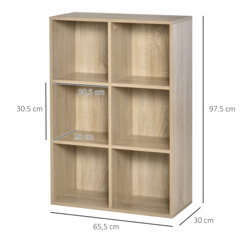 Nafino Ledi Wood Oak Effect 6 Cube Storage Bookcase 2