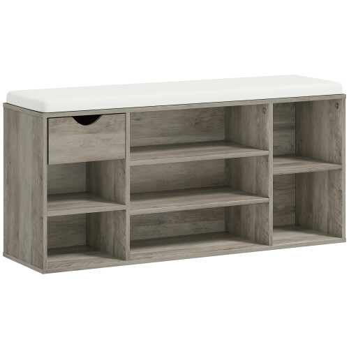 Neba Wooden Grey Shoe Storage Bench With Cushioned Seat 1