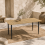 Safafa 150cm Metal Brown Rectangular Garden Dining Table With Slatted Top And Parasol Hole 1