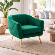 Rico Nota Velvet Forest Green Shell Back Accent Chair