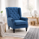 Letofi Fabric Blue Wingback Accent Chair With Button Tufted Upholstery 1