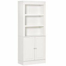 Kala Wooden White 6 Tier Freestanding Kitchen Cupboard With OFauxn Compartments And Double Doors