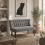 Nolali Velvet Grey Diamond Button Tufted Wingback 2 Seater Sofa 1