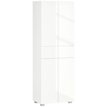 Luvami High Gloss White 4 Door Kitchen Cupboard With 5 Tier Storage And Push OFauxn Design