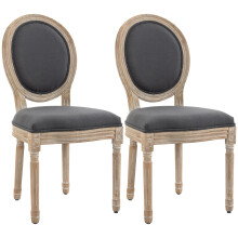 Brazzi Solid Wood Grey French Style Dining Chairs Set Of 2