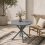 Revafa Metal Grey Round Garden Dining Table With Wood Effect 1