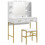 Doraro White LED Dressing Table With Lighted Mirror Cushioned Stool Drawers And Shelves 1
